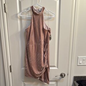 NWT Rare London Velvet Halter Neck Mini Dress